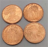 Set of 4 .999 Copper Pennies