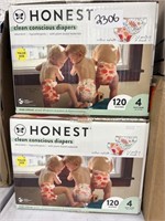 Lot of (2) Boxes of Size 4 Honest Clean Conscious