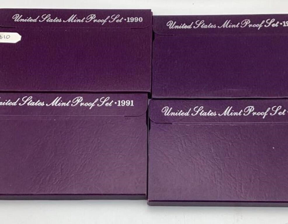1990, 1991,1992, and 1993 Mini Coin Proof Sets