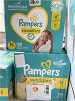 Lot of (2) boxes of Pampers Swaddlers in Newborn