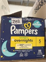 Box of Pampers Swaddlers Overnights in Size 5