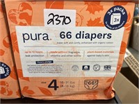 Box of Pura Size 4 Diapers - 66 Diapers Total