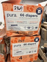 Lot of (2) Boxes of Pura Size 4 Diapers - 66