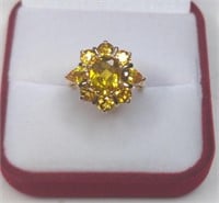 Sterling Yellow Citrine Flower Ring
Beautiful