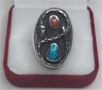 Vintage Sterling Native American Turquoise &