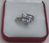 Sterling White Sapphire Over Under Ring
Size 8