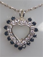 Sterling Black Spinel & White Sapphire Heart