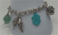 Sterling Toggle Clasp Charm Bracelet 
Measures