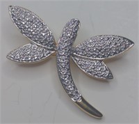 Sterling Gold Tone Diamond Chip Dragonfly