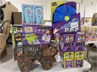 Lot of (9) Toys: Dinosaur Truck, Flat Ball Disc