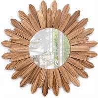 Wood Farmhouse Mirror Sunburst