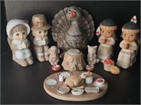 (S) Ceramic Thanksgiving Table Set, With Indians