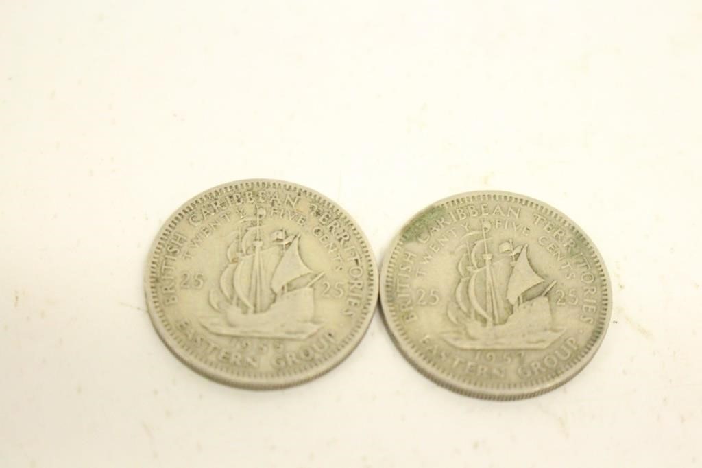1955 57 Caribbean 25 cent Coin Lot