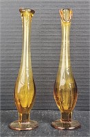 (P) Two Viking Amber Swung Vases, 8.25"