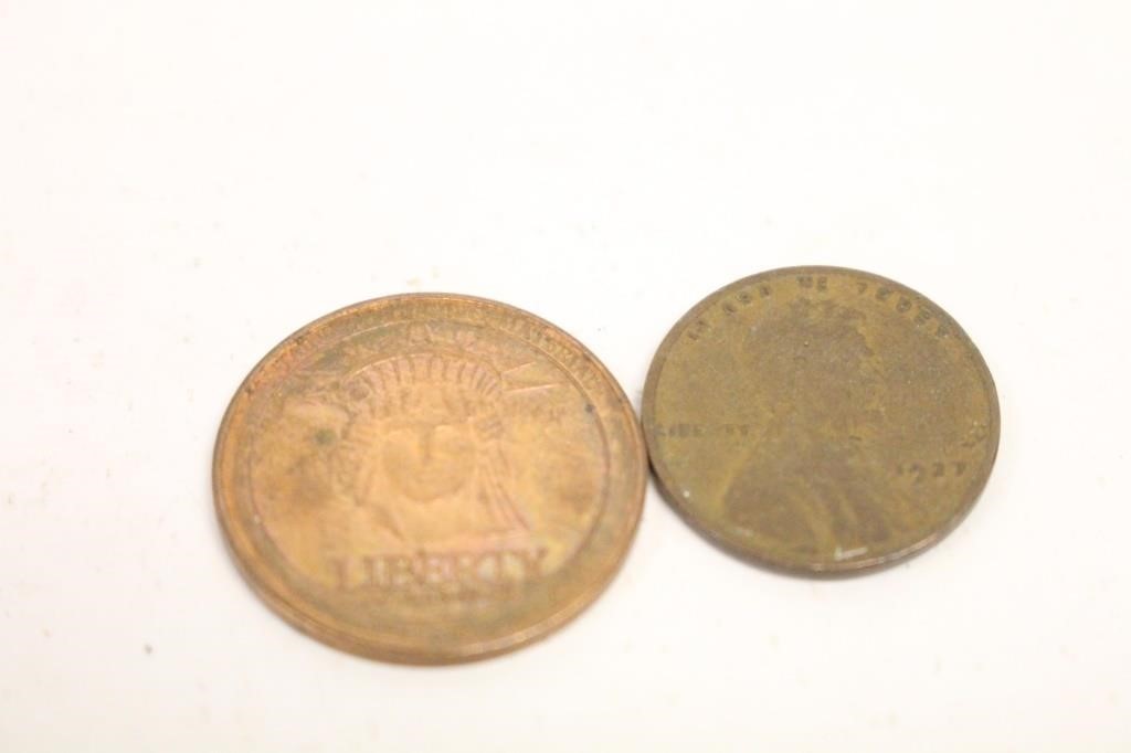 1927 US Penny, and 1986 Sears Coin lot