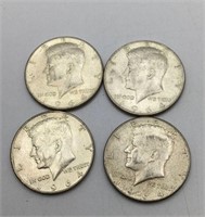 Set of 4 Kennedy Half Dollars