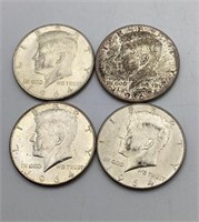 Set of 4 1964 Kennedy Half Dollars