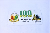 100 Years of Brandon Manitoba License Plate