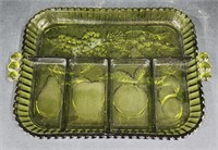 (Q) Green Indiana Glass Tray
 Fruit