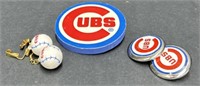 (X) Cubs Pin & Clip On Earrings.