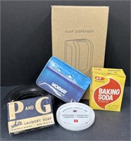 (Q) Soap Dispenser, P & G Laundry Soap & More.