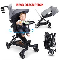 Baby Stroller with 360Rotational Seat  Grey