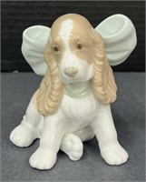 (AK) Nao Hand Made Porcelain Dog With Bow