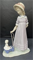 (AK) LARGE LLADRO GIRL WITH TOY WAGON 5044