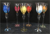(T) Set Of Hand Painted Champagne Glasses7.5"