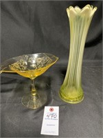 Vintage EAPG Yellow Vase & More