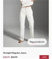 Size 28 Straight Regular Jeans - white - H&M