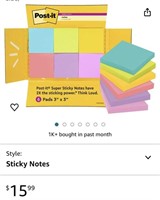 Post-It Super Sticky Notes, 3x3 in, 6 Pads/Pack,
