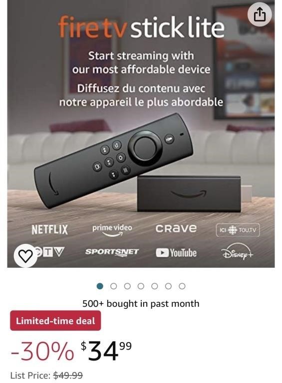 Amazon Fire TV Stick Lite with Alexa Voice Remote