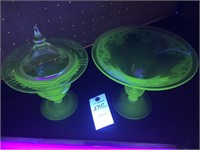 EAPG Green Uranium Glow Glass Ware
