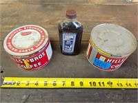 Vintage Coffee Tins and machine oil
