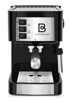 2-Cup Black Semi-Automatic Espresso Machine with