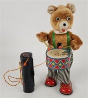 Vintage Japan Battery Op. Drumming Bear. Measures