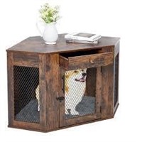 Trinity Wooden Corner Dog Crate with Storage Drawe