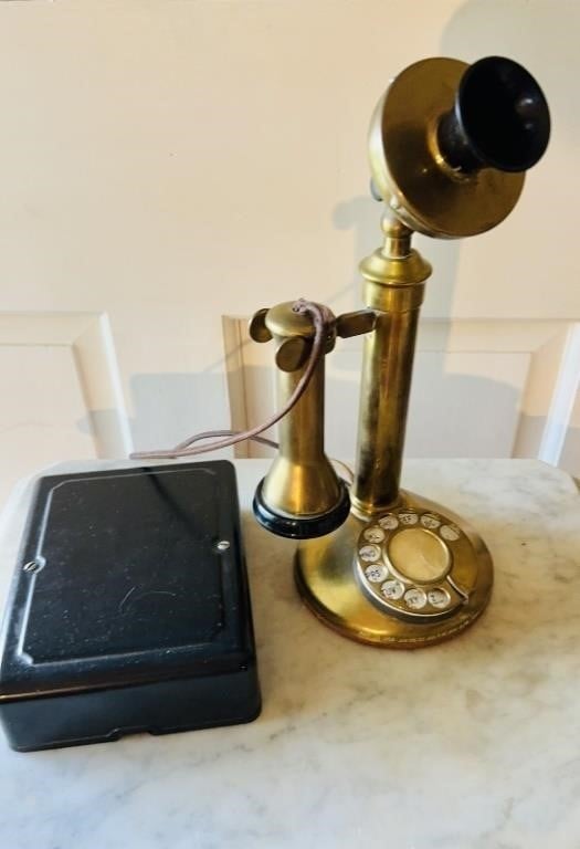 Antique 1920 brass candlestick telephone