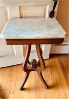 Antique marble top lamp side table