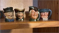 4 miniature Royal Dalton Toby mugs, includes a
