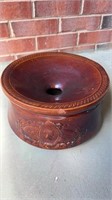 Large 1 gallon stoneware spittoon with an embossed