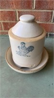 Antique stoneware baby chick, waterer