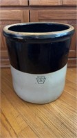 Large 6 gallon crock, brown and white glaze,