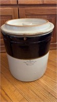 Large 5 gallon antique stoneware crock with a