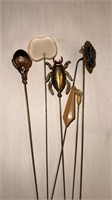 Set of 6 Antique long hat pins , most are from
