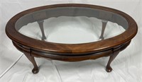 Vintage Oval Coffee Table w/ Glass Top