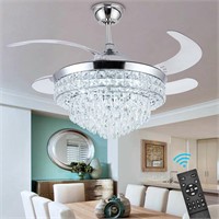 $190  42Inch Crystal Ceiling Fan w/ Light  Silver2