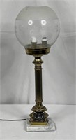 Victorian Style Brass Lamp w/ Frosted Globe Shade
