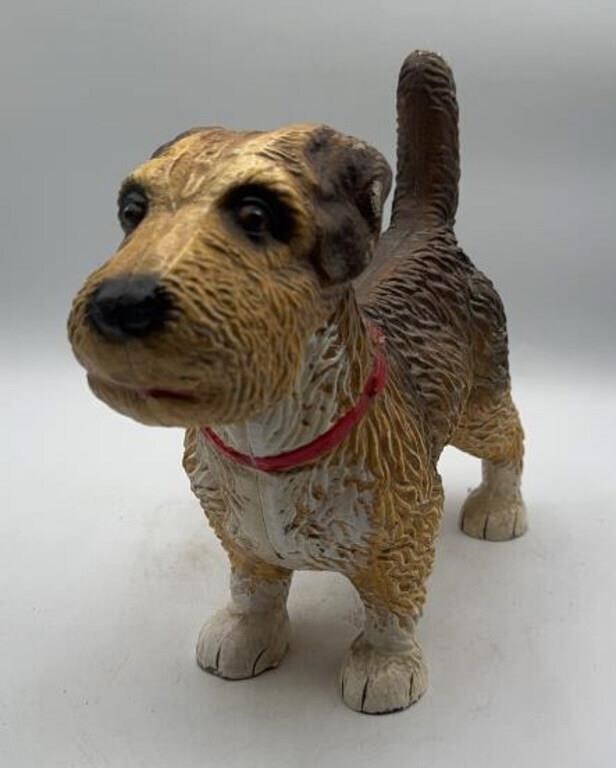 VTG Cast Iron Painted Terrier Dog Doorstop